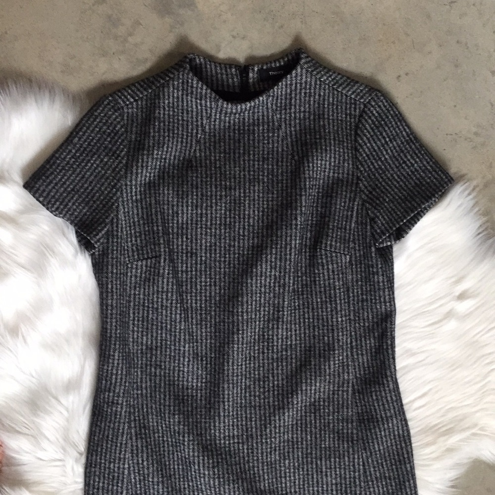 Theory Gray Ribbed Mini Dress - Picture 2 of 8